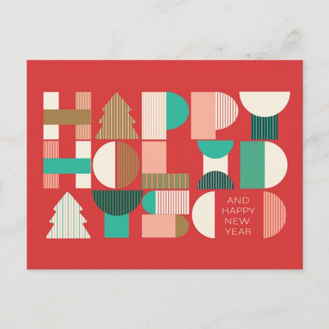 Geometric Holiday Cheer Postcard (Front)