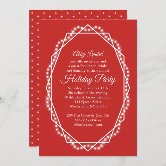 Geometric Holiday Sparkle Corporate Party Invitation (Front/Back)