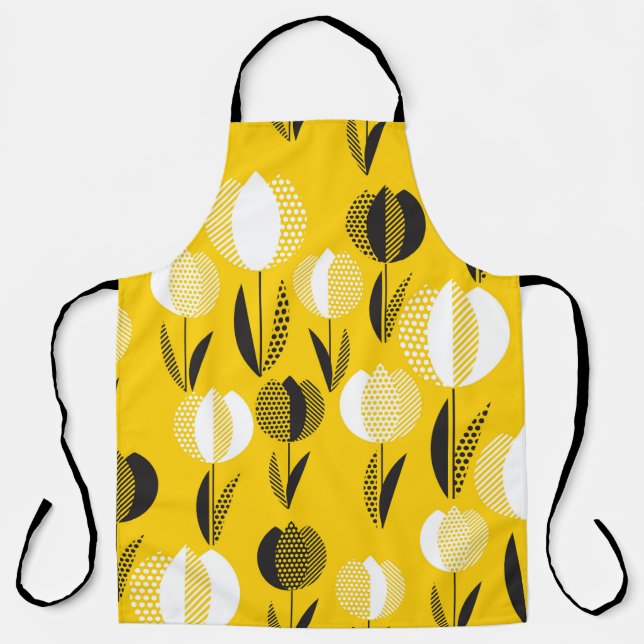 Geometric Holland Tulip Flower Pattern Apron (Front)