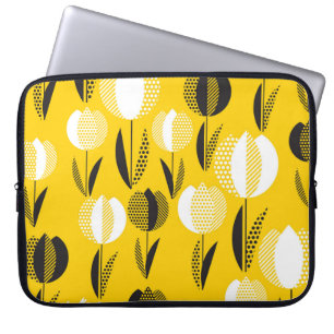 Geometric Holland Tulip Flower Pattern Laptop Sleeve