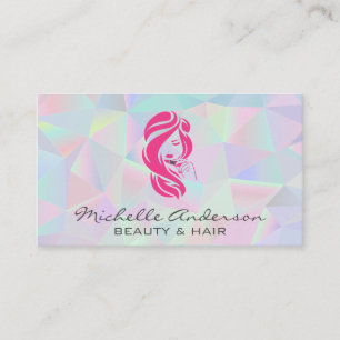 Geometric Holographic Background   Beauty Logo Business Card
