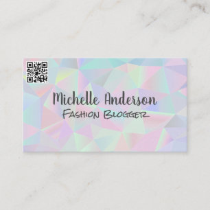 Geometric Holographic Background   QR Code Business Card