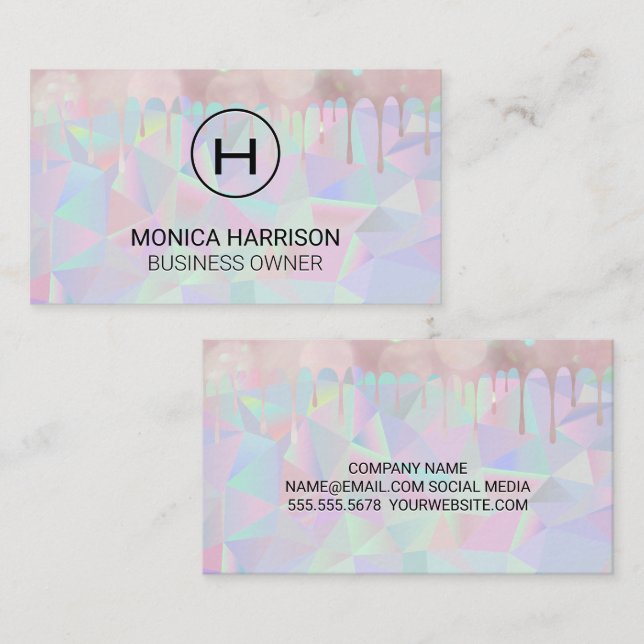 Geometric Holographic | Boke Drip Business Card (Front/Back)