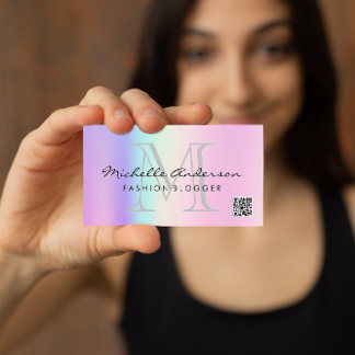 Geometric Holographic Colours | QR Code Business Card