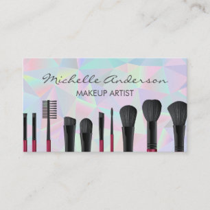 Geometric Holographic Cosmetic Brushes Business Card