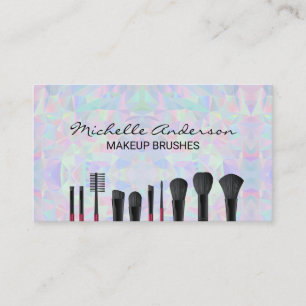 Geometric Holographic Design Makeup Brushes Business Card