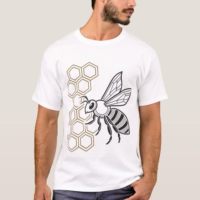 Geometric Honeybee T-Shirt - Save The Bees Nature  (Front)