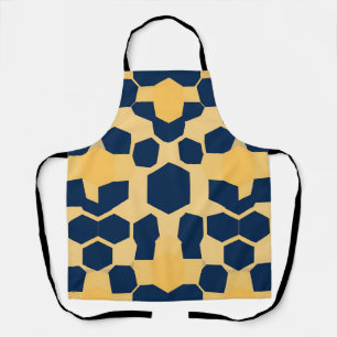 Geometric Honeycomb Hexagon Pattern Navy Blue Gold Apron