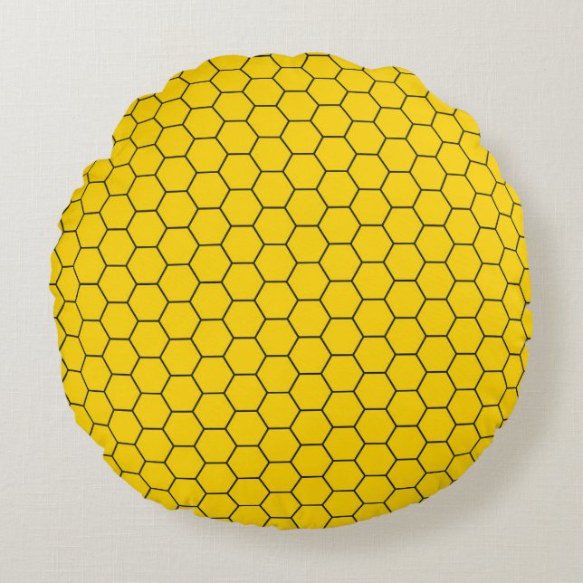Geometric Honeycomb Lattice Pattern Round Cushion (Front)