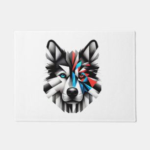 Geometric Husky Face Modern Art Design Doormat