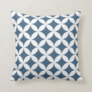 Geometric Hypocycloid Pattern Denim Blue Cushion