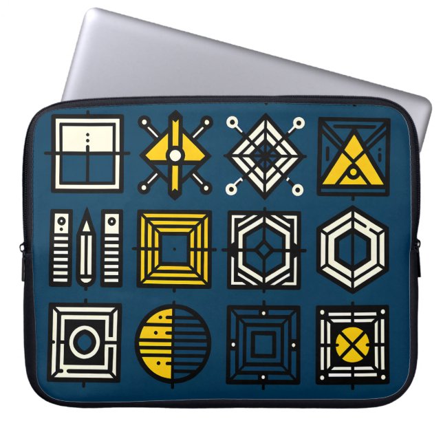 Geometric Icon Grid Laptop Sleeve (Front)