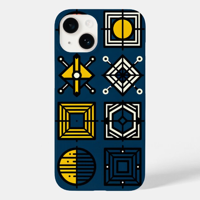 Geometric Icon Grid Phone Case (Back)