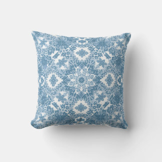 Geometric Icy Blue Snowflake Cushion