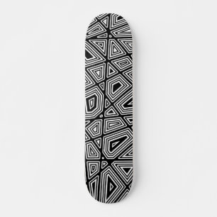 Geometric II - Black on Wood Skateboard