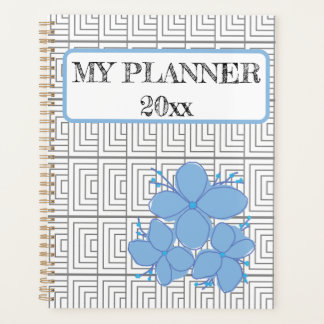 Geometric Illusion Blue Flower Planner