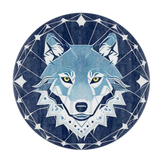 Geometric Illustration of a Wolf Cutting Board (Front)