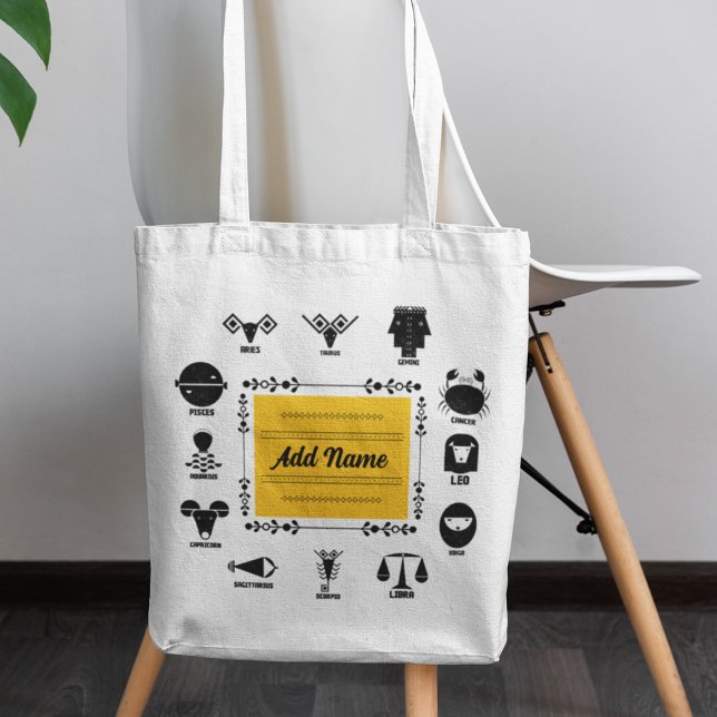 Geometric Indian Zodiac -12 Signs in Artistic Form Tote Bag (Tote Your Signs in Style.)