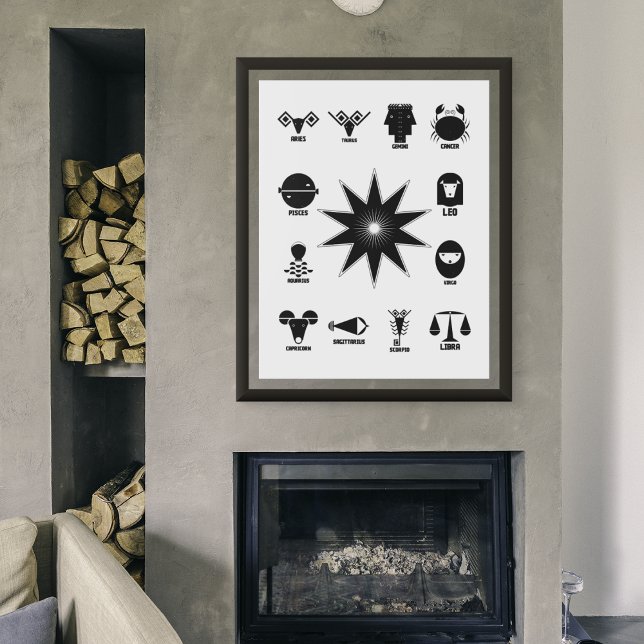 Geometric Indian Zodiac - 12 Vedic Signs (Align with the Energy of All 12 Signs.)