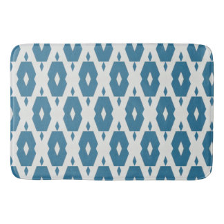 Geometric Indigo Diamond Bath Mat Large