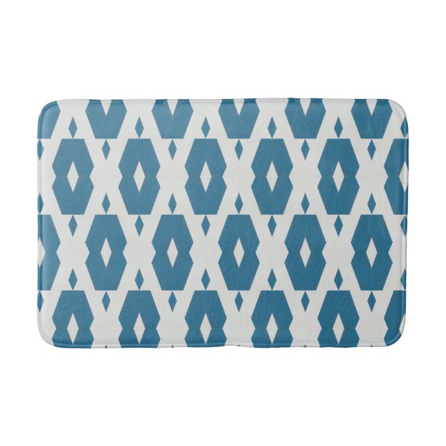 Geometric Indigo Diamond Bath Mat Medium (Front)