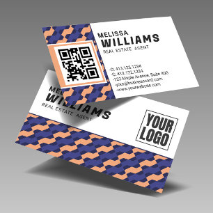 Geometric Interlocking Pattern Real Estate  Business Card