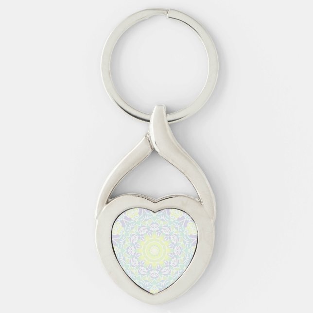 Geometric Intricate Colourful Boho Hippie Mandala  Key Ring (Front)