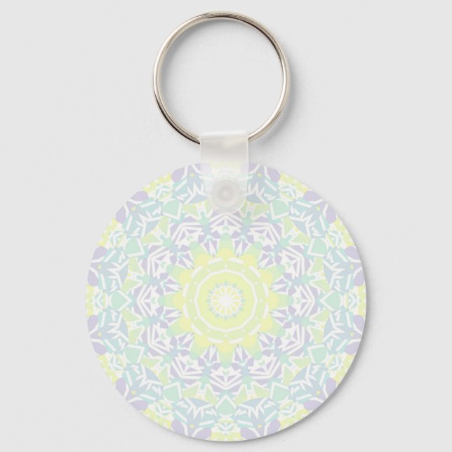 Geometric Intricate Colourful Boho Hippie Mandala  Key Ring (Front)