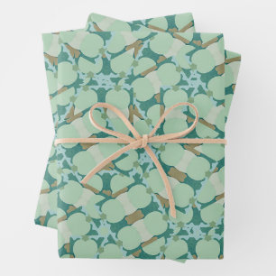 Geometric intricate green mixed colours pattern wrapping paper sheet