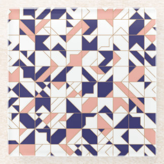 Geometric intricate, vintage modern, seamless patt glass coaster