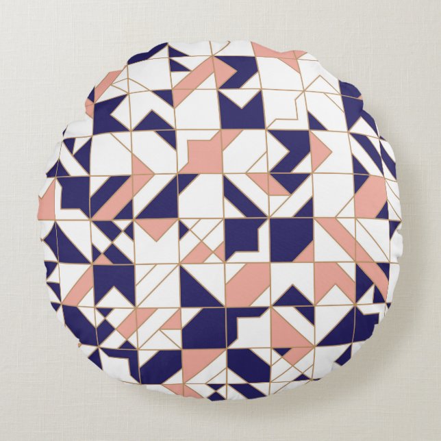 Geometric intricate, vintage modern, seamless patt round cushion (Front)