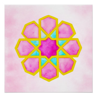 Geometric Islamic Art Pink Poster