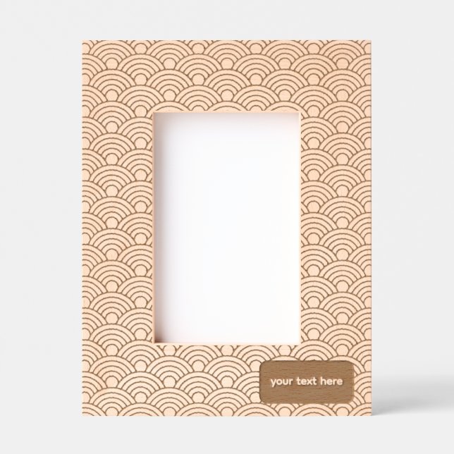 Geometric Japanese Pattern Wave Style Portrait Etched Frames (Front)