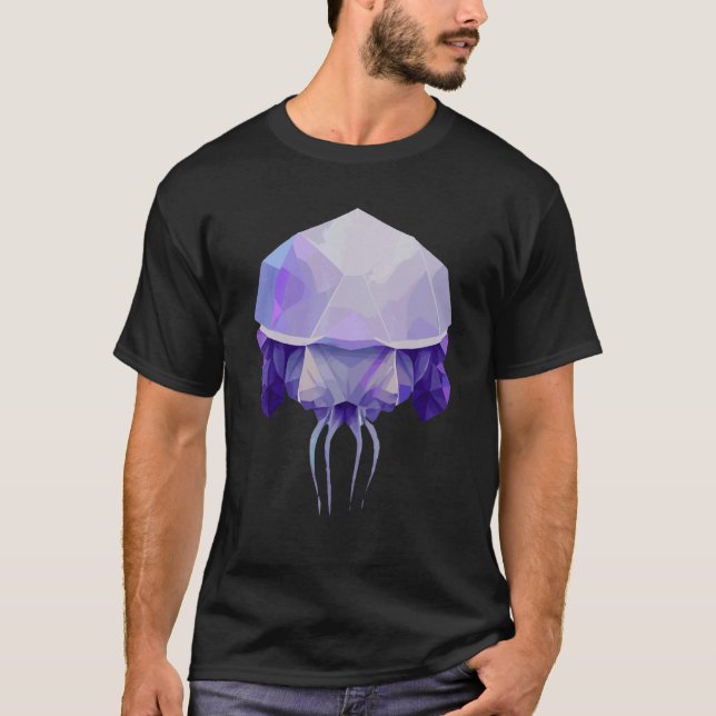 Geometric Jellyfish Polygon Low Poly Sea Animal T-Shirt (Front)