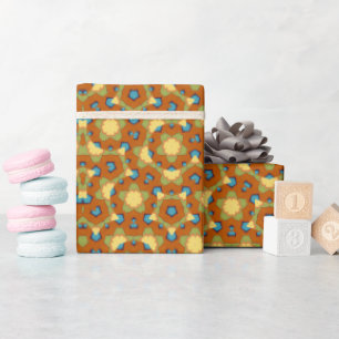  Geometric Kaleidoscopic Mandala Yellow and Orange Wrapping Paper
