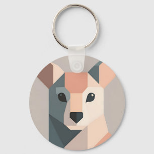 Geometric Kangaroo Portrait Minimalist Key Ring