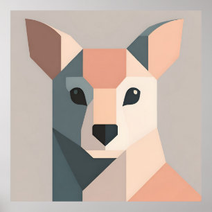 Geometric Kangaroo Portrait Minimalist Poster