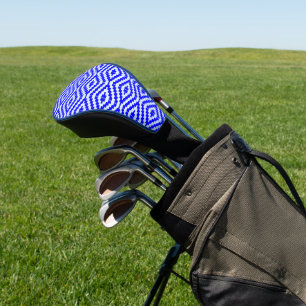 Geometric Kente Bright Blue, White, Golf Head Cover