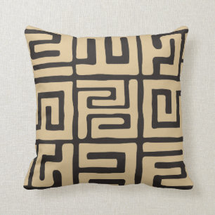 Geometric Kuba Cloth Inspired Earth Tone Cushion