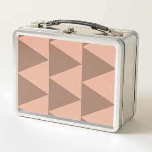Geometric Large Triangles Mocha Mousse Dusty Pink Metal Lunch Box