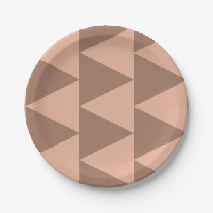 Geometric Large Triangles Mocha Mousse Dusty Pink Paper Plate