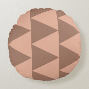 Geometric Large Triangles Mocha Mousse Dusty Pink Round Cushion