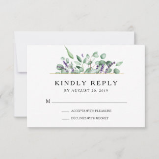 Geometric Lavender Eucalyptus Wedding RSVP Card
