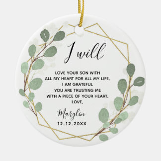 Geometric Leaf Greenery Mother of the Groom Ceramic Tree Decoration