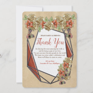 Geometric Leather & Suede Texture Art Thank You Invitation