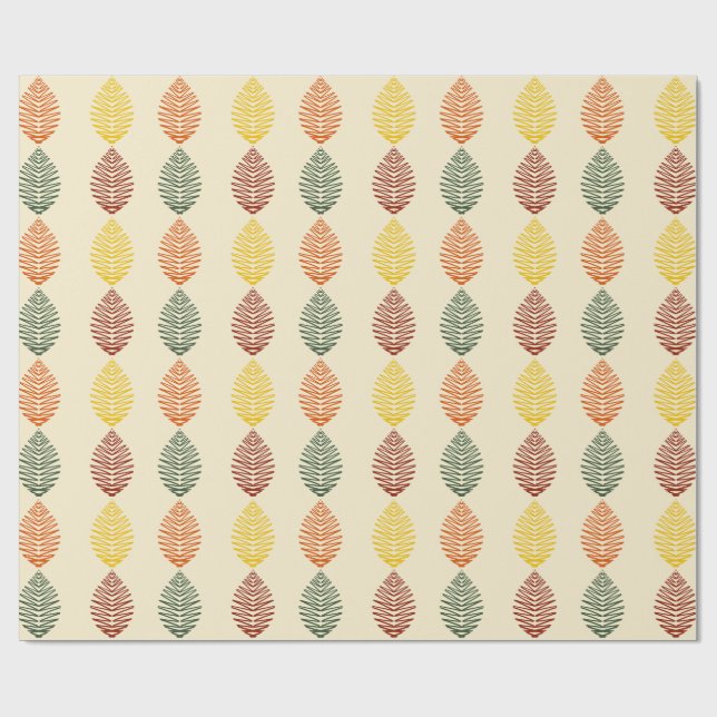Geometric Leaves | Fall Colours Wrapping Paper (Flat)