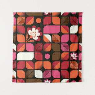 Geometric Leaves Flowers Seamless Pattern Tapestry