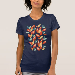 Geometric Leaves Pattern Orange Yellow Abstract T-Shirt