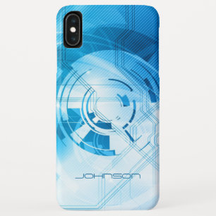 Geometric Light Blue Abstract Pattern Monogram iPhone XS Max Case