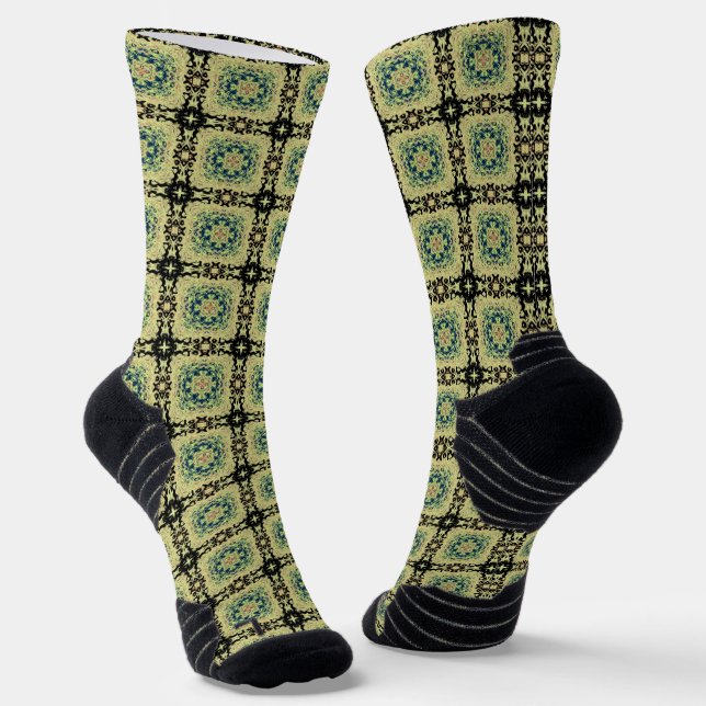 Geometric Light Gold Design Socks (Angled)